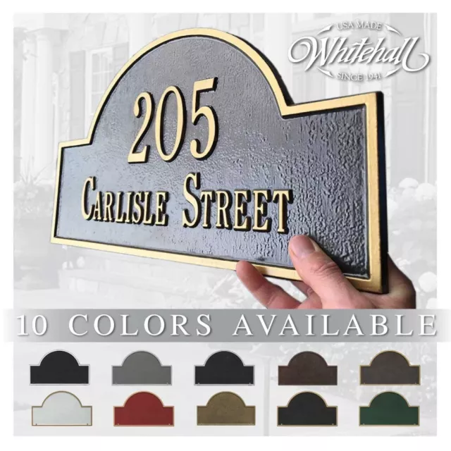 address signWhitehall™ Personalized Cast Metal Address Plaque with Arch Top. Mad