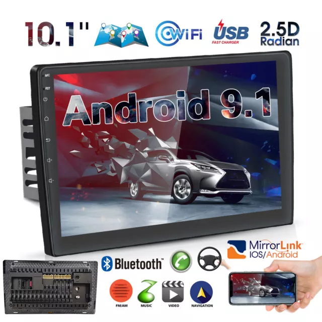 10.1" Android9.1 Car Stereo Radio GPS Navi MP5 Player Double 2Din WiFi Quad Core