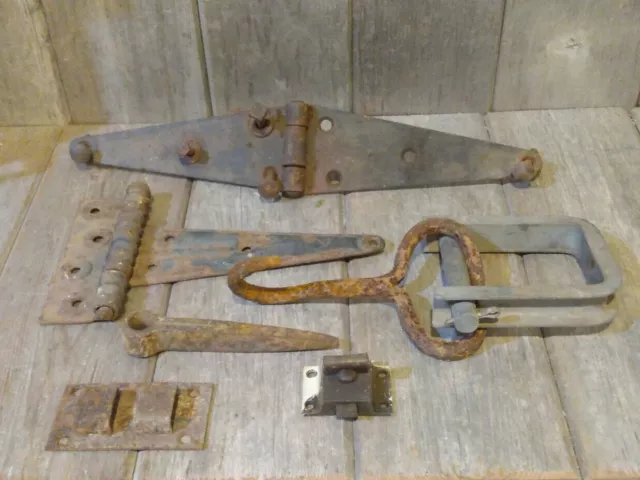 Lot of vintage Hinges, Various Latches, Barn Door,  Antique Decorative Use