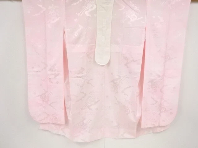 81899# Japanese Kimono / Hitoe Juban For Furisode / Woven Flower Cart