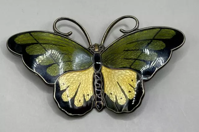 VTG Hroar Prydz 925 Sterling Silver Enamel Butterfly Brooch Signed JE Norway 17g