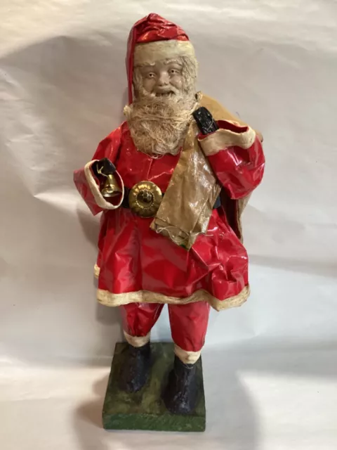 Vintage Large 14" Paper Mache Santa Claus Figure Christmas Village Putz