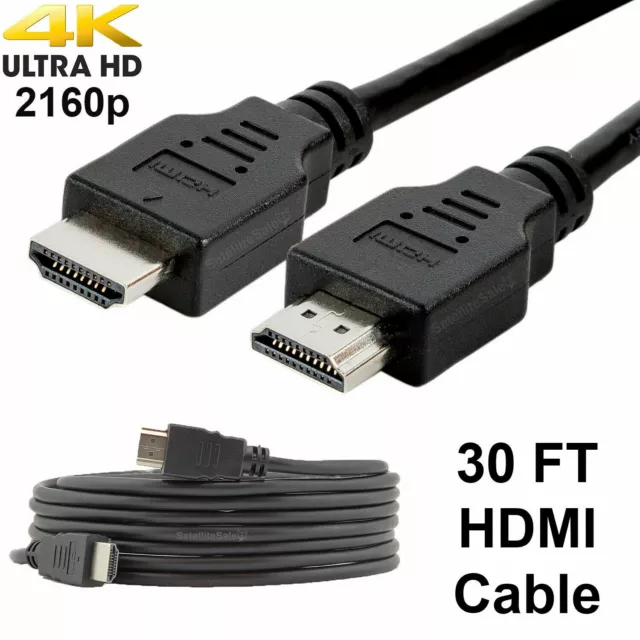 SatelliteSale Digital High-Speed 1.4 HDMI Cable PVC 2160p Black Cord(30 feet)