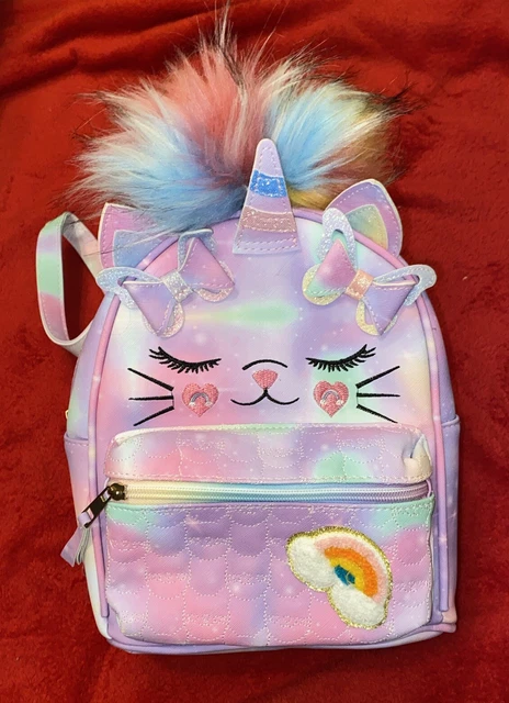 UNDER ONE SKY Girls Sequins Faux Fur Pom Pom Backpack Tie dye