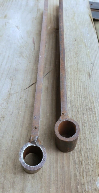 Antique Pair 33” Hand Forged Iron Barn Door Strap Hinges 16" Long 7