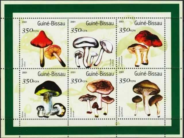 Guinea Bissau 2001 Mushrooms Fungi Plants Nature m/s MNH