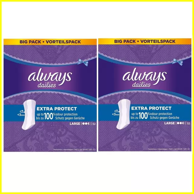 Always Dailies Panty Liners with Extra Protection - Large Pads - 2 x 46 Pads