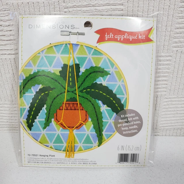Kit de apliques de fieltro Dimensions planta colgante 6" nuevo hilo aguja de aro de fieltro