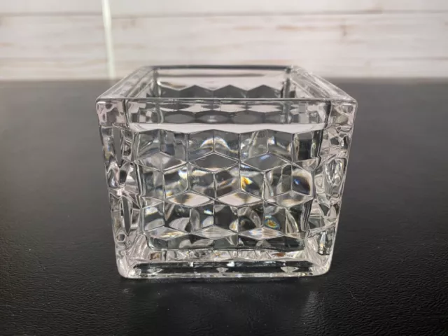 Rare Fostoria American Glass Square Puff Box 3” Wide #302