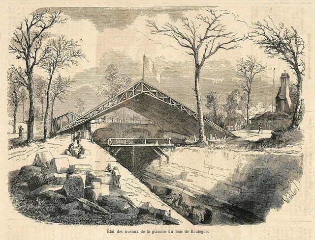 Paris / La Glaciere Du Bois De Boulogne / Gravure Engraving 1858