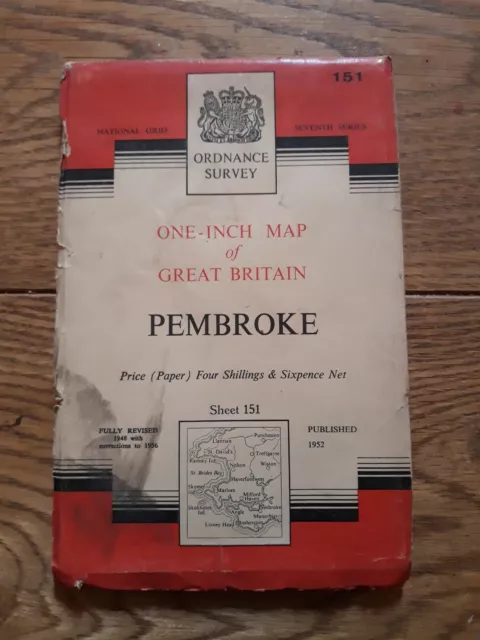 Ordnance Survey One Inch Map - Sheet 151 Pembroke (Paper)