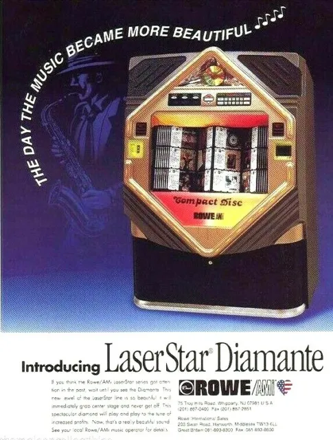 Rowe Laserstar Diamante Jukebox FLYER CD-100 E Original 1995 Phonograph Artwork
