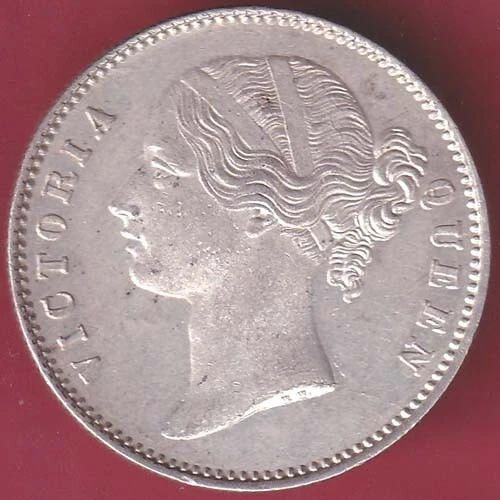 East India Company 1840 Divided Legend Victoria Queen One Rupee Silver Coin #B1