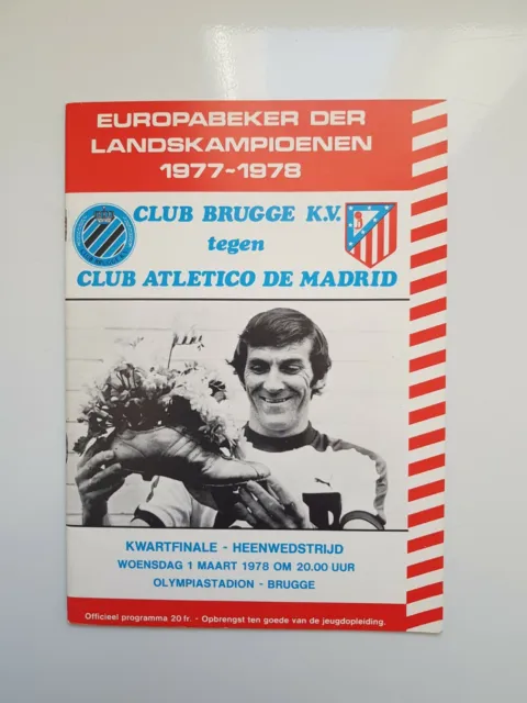 1978 CLUB BRUGGE KV v ATLETICO MADRID EUROPEAN CUP QUARTER FINAL PROGRAMME
