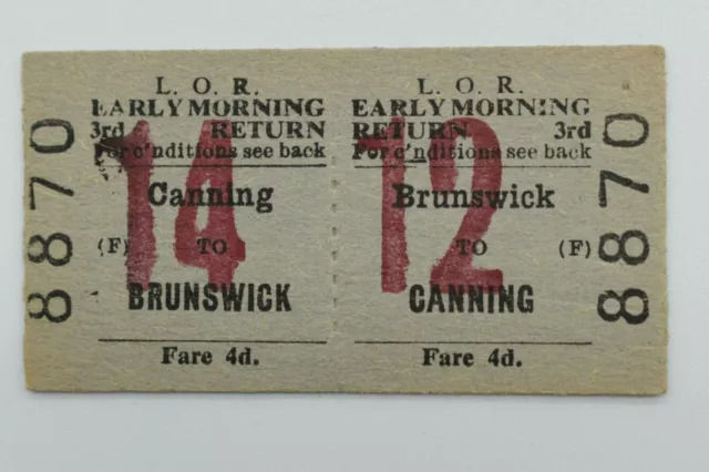 Liverpool Overhead Railway Ticket Brunswick to Canning 3rd class LOR #8870