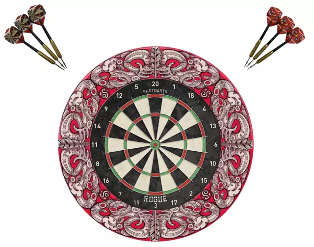 SHOT DARTS Rogue Dartboard, Darts and Shot Darts Anthem Surround Set Man Cave