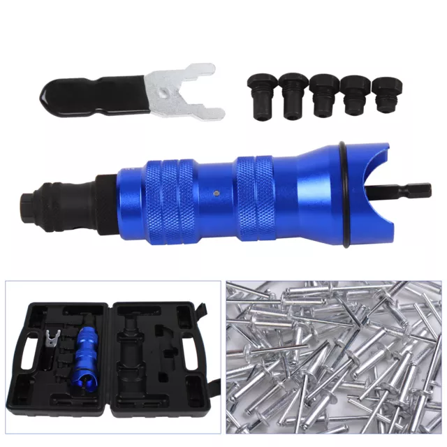 1/4" Capacity Blind Rivet Gun Adapter For Drill Electric Nut Riveting Insert Kit