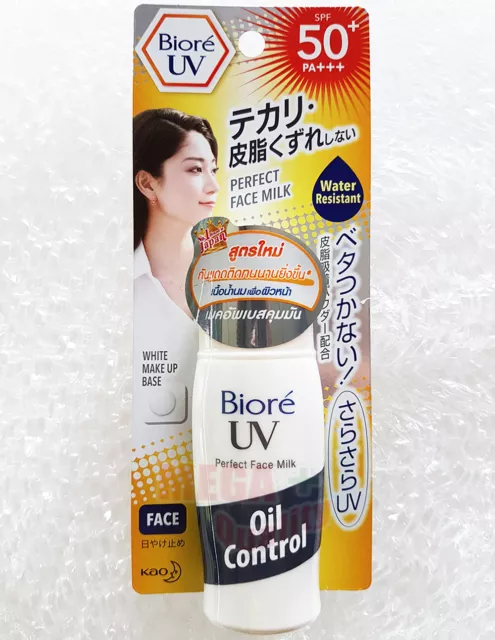 Kao Biore Uv Sunblock White Perfect Face Milk Sunscreen Lotion Spf50+ 30 Ml.