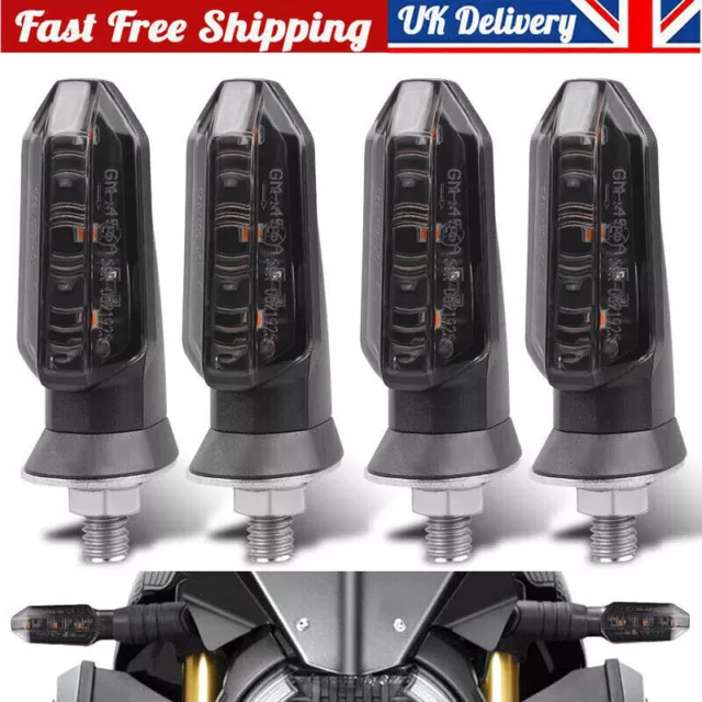 4X Motorcycle LED Amber Indicators Turn Signal Lights Motorbike Blinkers Lamps