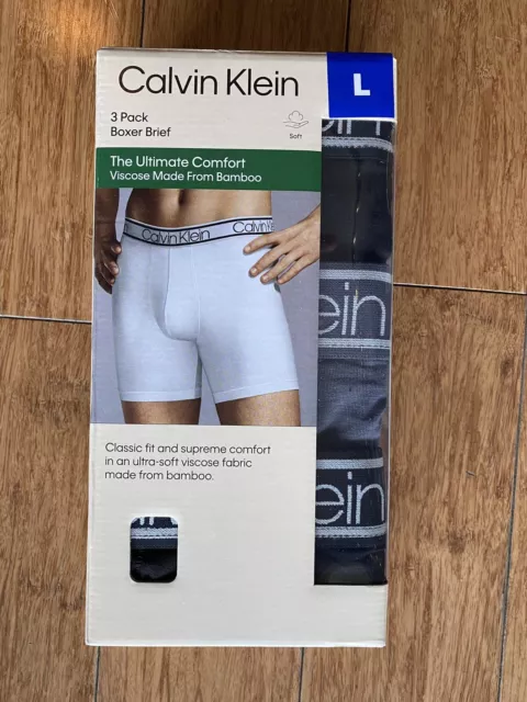 Calvin Klein Mens 3-Pack The Ultimate Comfort Bamboo Boxer Briefs (Large) $42