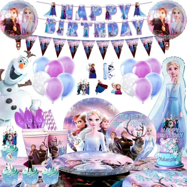 Elsa Frozen Birthday Party Supplies,184Pcs Frozen Birthday Decorations&Tableware