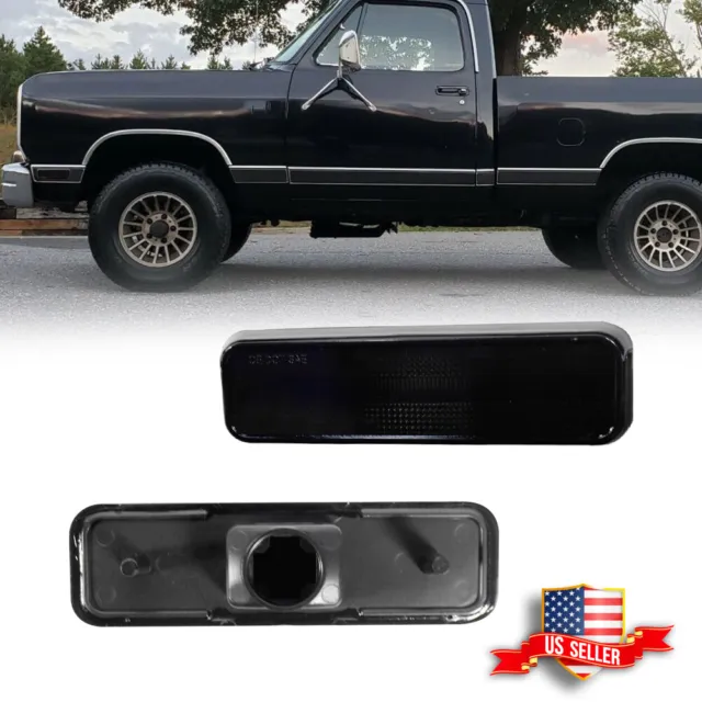 Smoked Lens Front Side Marker Light Lamps For 72-93 DODGE RAM TRUCK RAM CHARGER