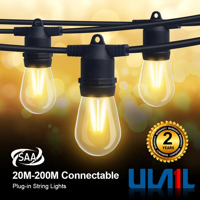 20-200M LED Festoon String Lights Outdoor Wedding Xmas Patio Party Dimmable AU