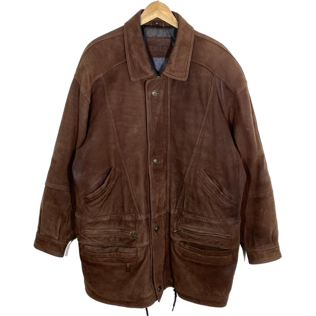 Manteau 3/4 En Cuir Daim Marron Tissai - Col Fausse Fourrure - Taille 42 - Neuf Sans étiquette