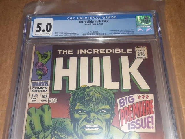 Incredible Hulk #102 CGC 5.0 1968 Origin Retold MCU KEY 