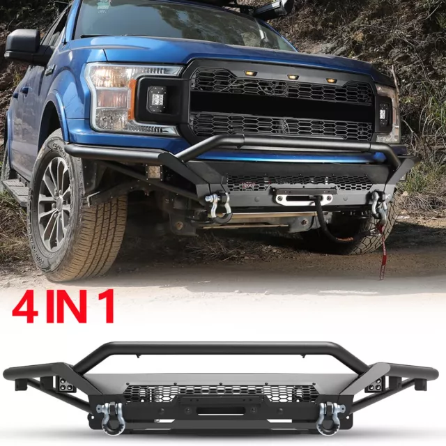 4 IN 1 Front Bumper Assembly For 2018-2020 Ford F-150 w/LED Pod Lights+D-Rings