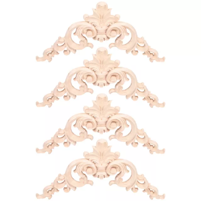 4Pcs Wood Carved Onlay Unpainted Frame Wooden Carving Applique Furniture Corner