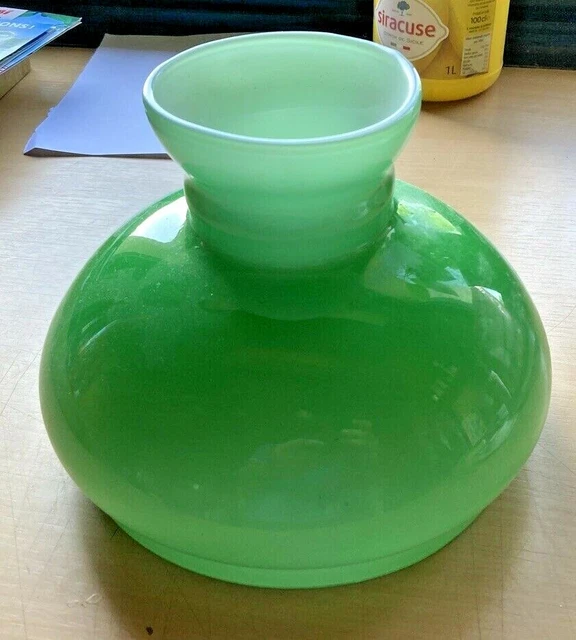 Vintage Living Room France Antique Abat-Jour Green Cleared Glass