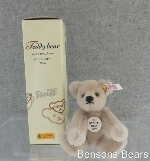 Steiff 2005 Club Renewal Gift Miniature Bear Pale Grey Mohair 7 cms Ean 420481