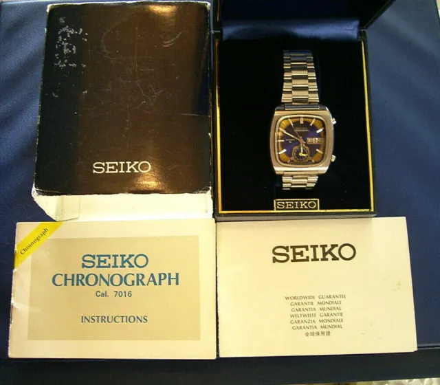 Sehr seltene  deutsche 1976er Full Set Seiko Monaco 7016-5010
