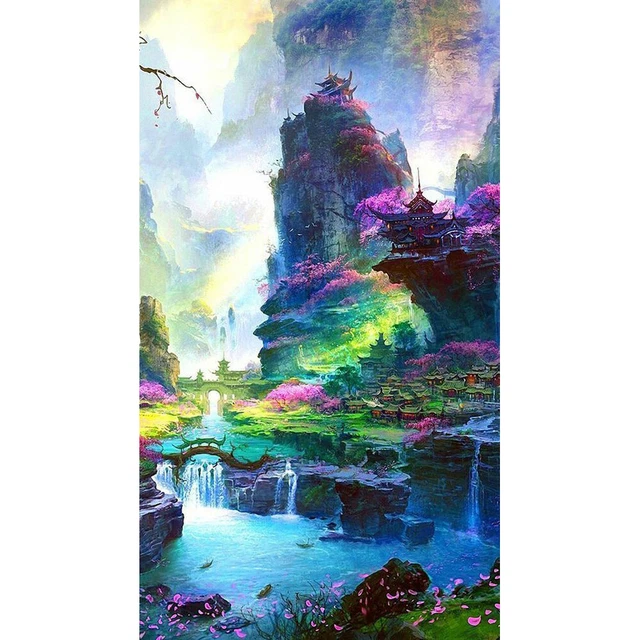 Idyllic Landscape 5D DIY Full Round Diamond Painting Hanging Home Handwork Craft