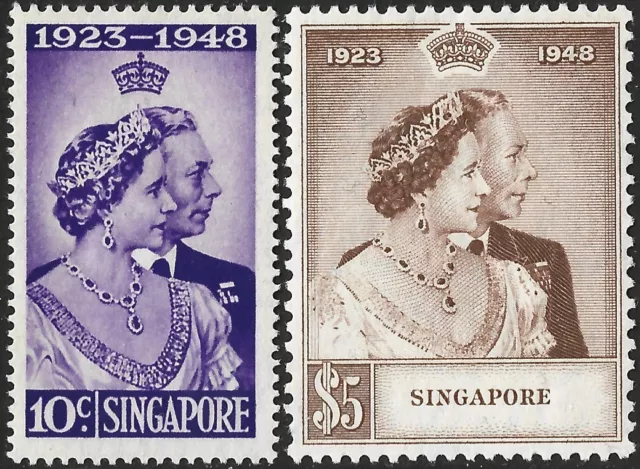 Singapore 1948 Royal Silver Wedding  SG.31/32 Mint (Hinged)  Cat:£100