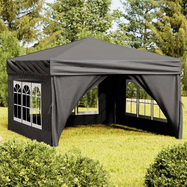 Partyzelt Faltbar Mit Seitenwänden Faltpavillon Pavillon Garten 3x3m Anthrazit
