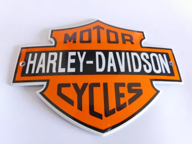 HARLEY DAVIDSON Motorcycles Doorpost Porcelain Enamel Steel Logo Sign 6" x 4.5"