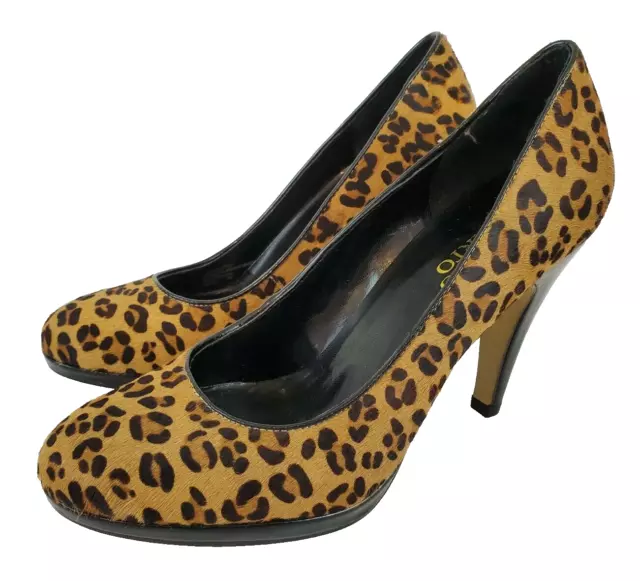 Franco Sarto Women's Size 7 Leather Leopard Print High Heels Pumps Shoes EUC