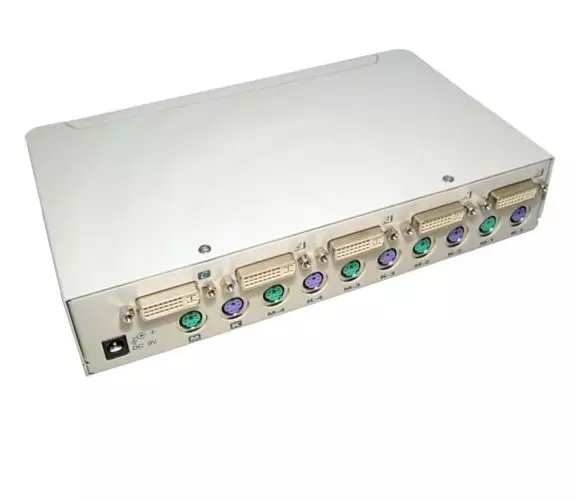 4 Port KVM Switch - DVI-D & PS/2 - Allows 1 User To Control 4 PCs Computers