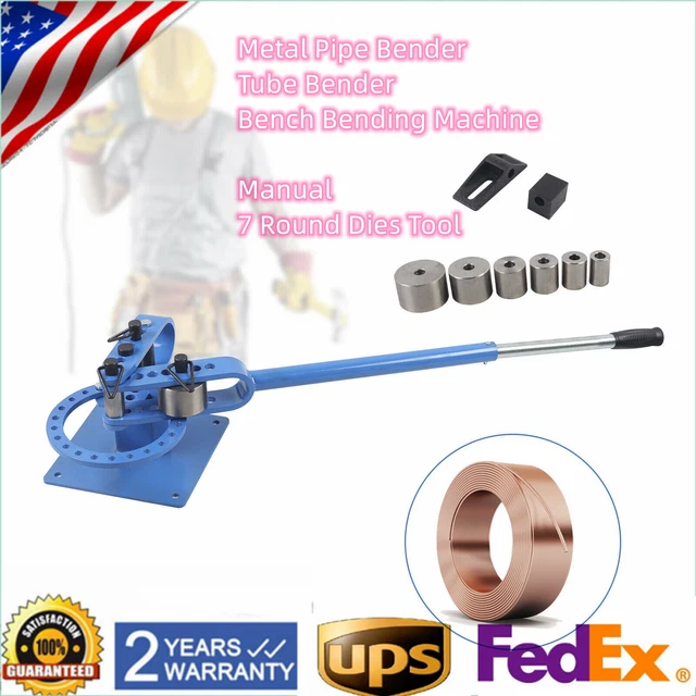 Manual Pipe Bender Benchtop Bending Machine 1"-3" Tube Bender 7-Dies Durable
