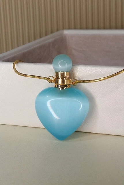 Natural Stone Soft Blue Perfume Bottle Pendant Essential Oil Carrier/Diffuser