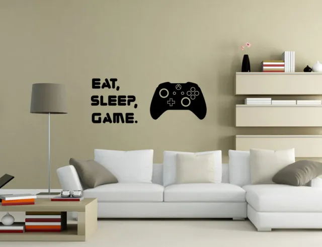Controller gioco Eat Sleep citazioni da parete adesivi da parete arte da parete Regno Unito 50ii