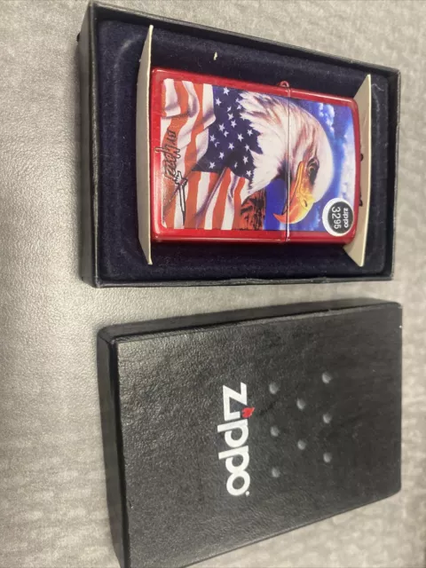 Mazzi Bald Eagle American Flag Freedom Watch Zippo Lighter Mint In Box