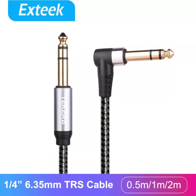 Balanced 1/4" / 6.35mm TRS Cable Angle Jack - Stereo - 90 degree