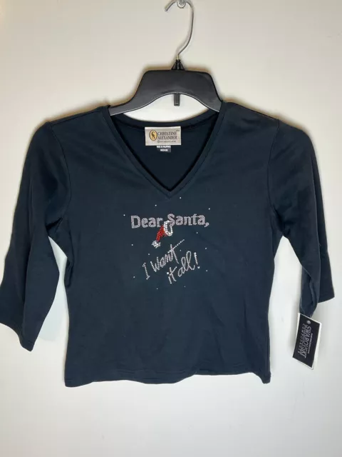 Christine Alexander “Dear Santa I Want It All” Swarovski Crystal 3/4 Sleeve M