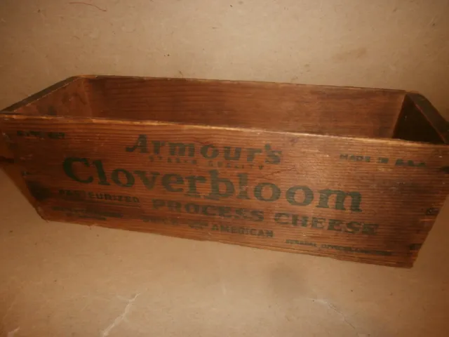 Vintage Armour Cloverbloom Wooden Cheese Box