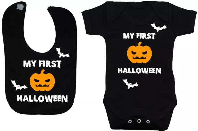 My First Halloween Baby Grow, Bodysuit, Romper & Feeding Bib Newborn-24M Spooky