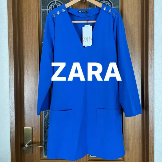 ZARA women long sleeve shouder button dress-XL