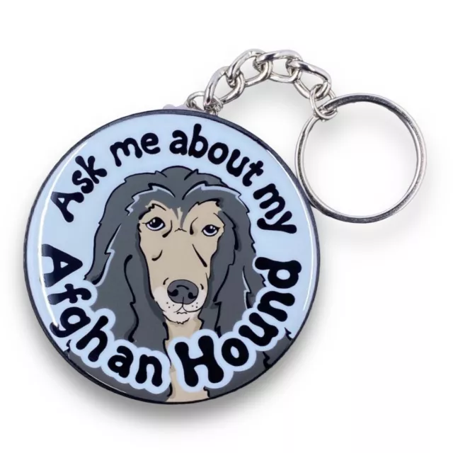 Domino Afghan Hound Keychain Funny Dog Key Ring Accessories Pet Portrait Gift